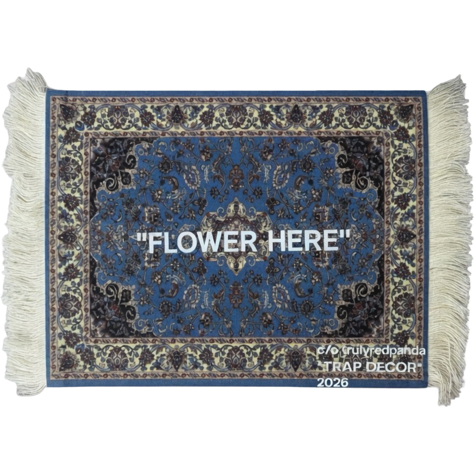 “FLOWER HERE” rug